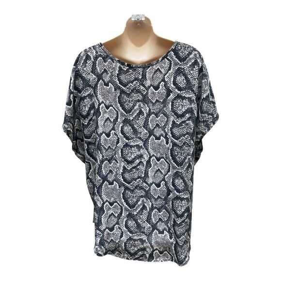 Joie 100% Silk Joann Oversized Sleeveless Top Gray Black Caviar Size L Flowy - Picture 7 of 7